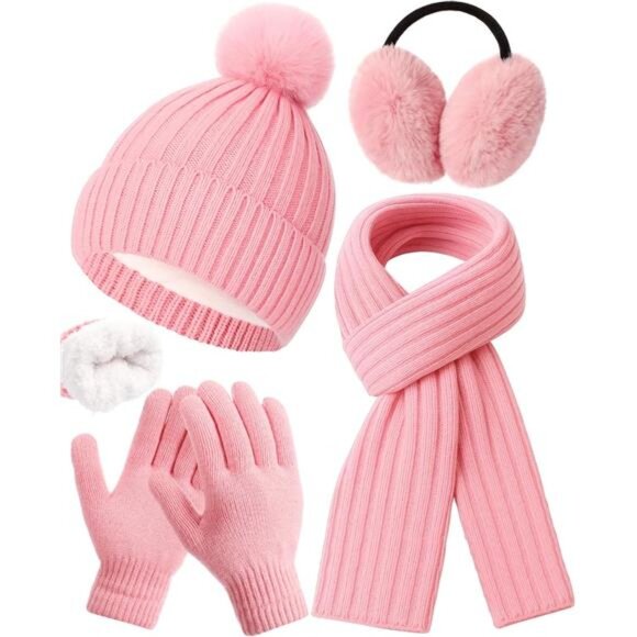 Accessories - 4 Pcs Winter Beanie Hat Scarf Gloves Set